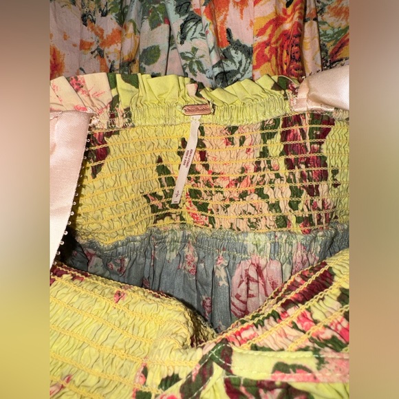NWOT Free People Bluebell tiered maxi smocked dress in warm flowered combo S - Picture 6 of 6